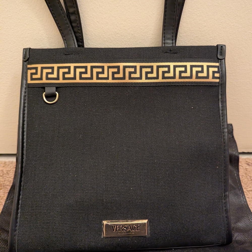 Versace Fragrance Canvas Black Bag